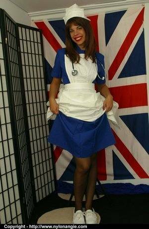 Nylon Angie Sweet nurse in stockings on ladyda.com