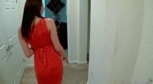 Sweet brunette Jasmine Delatori strips in bathroom to expose even sweeter ass on ladyda.com