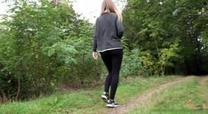 White girl is captured on hidden camera taking a piss in someone's garden on ladyda.com