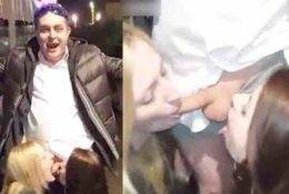 Drunk Fool Somehow Gets Two Sluts To Suck On His Dick In Public! on ladyda.com