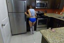 Mustache Guy started using her While Lexi Aaane cleaning Kitchen 23 min on ladyda.com