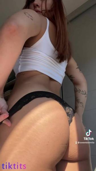 Girl takes her panties off her athletic ass for a TikTok ass on ladyda.com
