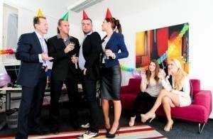 Birthday celebrations get out of hand when group sex fucking breaks out on ladyda.com