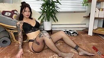Octavia May Teasing in all black & fishnets with dark lipstick onlyfans porn videos on ladyda.com