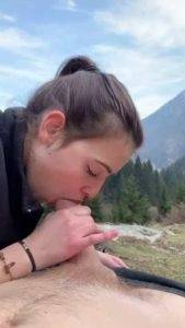 Tiktok porn Beautiful outdoor blowjob with cum in mouth on ladyda.com