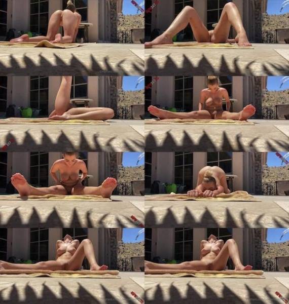 Blake Blossom - doing yoga outdoor on ladyda.com