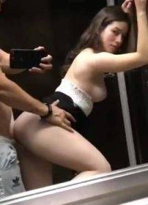 Hot teen fucks boyfriend in the elevator on ladyda.com