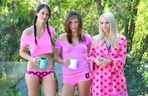 Real life lesbians have a threesome after downing their morning coffee on ladyda.com
