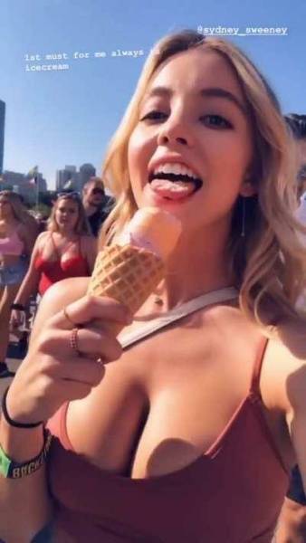 Sydney Sweeney Being Tease by Showing her Licking Skills. She's Drop Dead Gorgeous, her Incredible Rack is Just Unavoidable. on ladyda.com