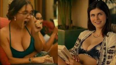 Which cleavage gets your load?-Sydney Sweeney or Alexandra Daddario in same episode of 'The White Lotus' on ladyda.com