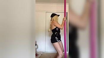 Breelouisexoxo strip tease and dance on pole in security outfit onlyfans leaked video on ladyda.com