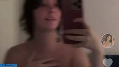 Unadorned fat girl NSFW TikTok takes selfies topless with pierced nipples on ladyda.com