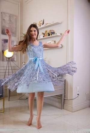 Vivacious beauty Luna Pica is feeling frisky, twirling in her pretty dress, a on ladyda.com